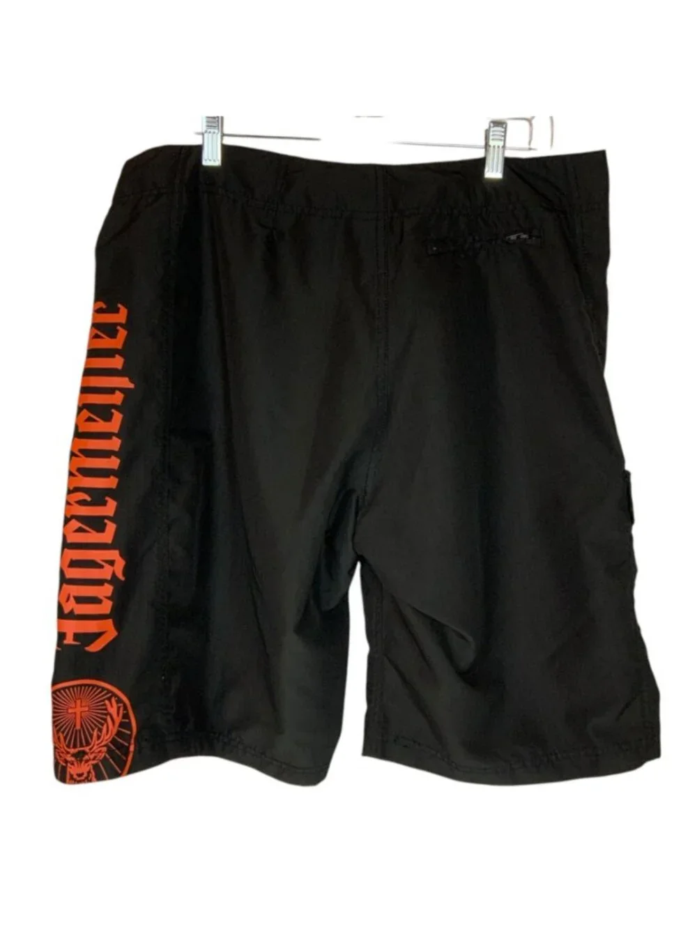 Jagermeister Mens Black Cargo Swim Shorts Logo Drawstring XL Polyester